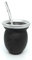 Matear Mate Gourd & Bombilla Set | Glas-Mate-Tasse mit echtem Leder umwickelt, von Hand in Argentinien genäht und Mate-Strohhalm im Lieferumfang enthalten (Dunkelbraun), MB1234