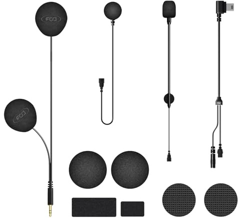 FODSPORTS Cable de auriculares para altavoces de alta resolución, solo para motocicletas FX8 PRO, kit de accesorios de intercomunicación Bluetooth (micrófono de brazo y micrófono de botón)