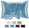 BEDELITE Satin Kissenbezug 40 x 80 Blau - Kopfkissenbezug 2er Set Weich wie Seidenkissenbezug 40x80 Sommer mit 2 Haargummis für Haar und Haut, Similar to Silk Pillowcase Pillow Cover
