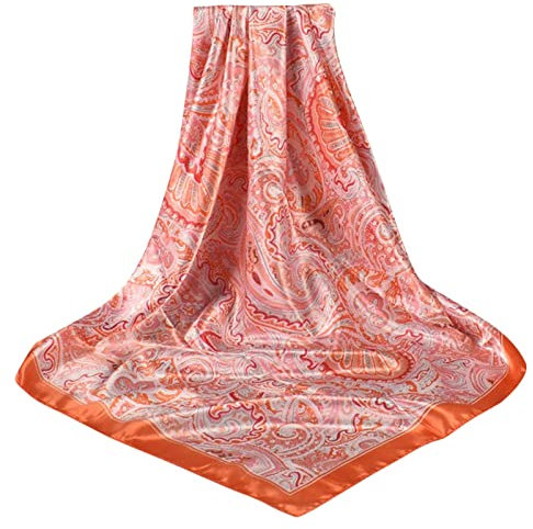 Quadratischer Schal aus Satin mit Cashew-Blumendrucken Krawattenschal Herren Seide (Yellow, One Size)