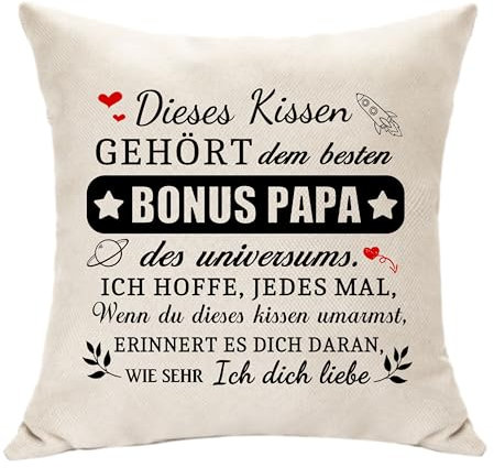 Hasodeo Original Bonus Papa Geschenk - Stiefvater Besten Der Universums Kissenbezug Dekoration - Zum Geburtstag