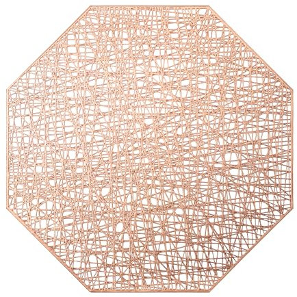 fanquare Tovagliette in Oro Rosa Set di 6 Tovagliette Scavate 38.5cm Tappetini da Tavolo Ottagonali Metallici Tovagliette Antiscivolo in PVC per Matrimonio Festa Cena a Casa