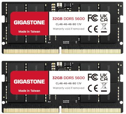 【RAM DDR5】GIGASTONE 128GB Kit (32GBx4) DDR5 5600MHz PC5-44800 CL46-46-46-90 1.V SODIMM 262 pin unbufferednon-ECC per laptop ad alte prestazioni modulo di memoriaaggiornamento