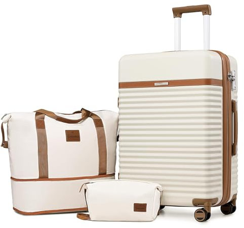 Joyway Set de Valises 3 Pièces, Bagages Moyenne en ABS, Ultralégère Valise Voyage Rigide Durable, avec 4 Roues Pivotantes à 360° et Serrure TSA Comprenant 1 Sac et 1 Trousse de Toilette