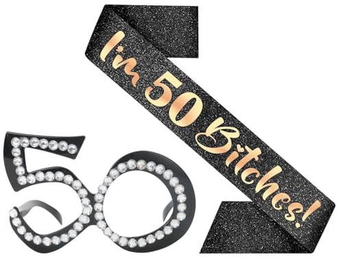 YSJCHEBS 1 Stück 50. Brille, 1 Stück 50. Zeremoniengürtel, Neuartige Sonnenbrille, 50. Geburtstagsbrille, 50. Geburtstagsfeierbrille, Geburtstagsfeierbrille