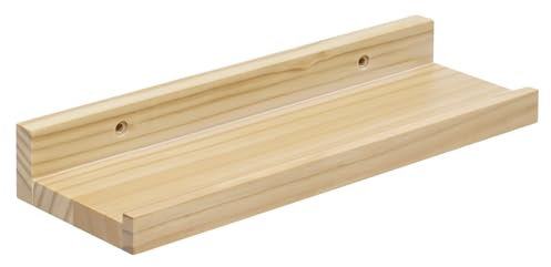 eSituro Wandregal Holz, Hängeregal Schweberegal Bilderleiste, Wanddeko für Wohnzimmer Schlafzimmer Küche Badezimmer, 10 kg Belastbarkeit, natürliche Holzfarbe, B30xH4xT10 cm, SWS0375