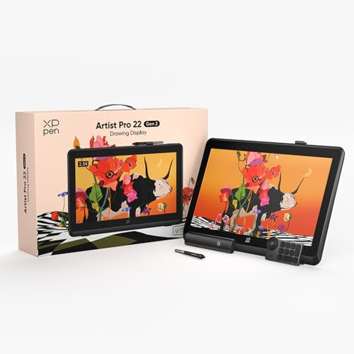 XPPen Artist Pro 22(Gen 2) Tablette Graphique avec Écran 2,5K Professionnelle, 16K Niveaux de Pression, ACK05 Mini Clavier et ACS02 Support Réglable, Conçue pour Illustrateurs, Graphistes, Artistes