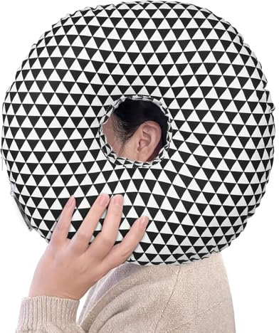 Piercing Kissen mit Loch, Ohrlochkissen, Kopfkissen für Seitenschläfer, Piercing Pillow, Schlafring zur Linderung von Ohrenschmerzen für Seitenschläfer, für Ohr Gegen Ohrenschmerzen(Schwarz, Weiß)