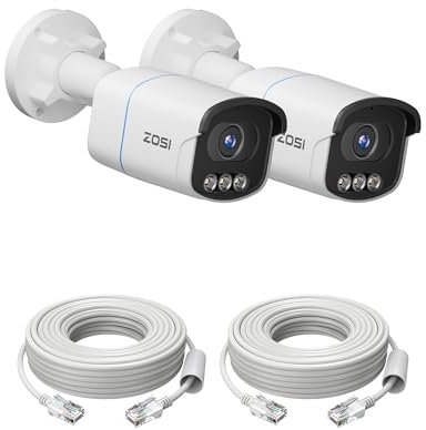 ZOSI 4K Add-on PoE IP Camera Outdoor Indoor, Aurora Lux True Color Surveillance Bullet Camera, Person/Vehicle Detection, True Color Night Vision, Only Work 4K PoE CCTV Camera System, 2-pack