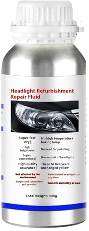Generico Auto Fari di Riparazione Polimero Liquido,Liquido di Riparazione del Faro,Fari Auto Opaco di Pulizia,Liquido di ripristino del Faro di Pulizia e ripristino dei fari Automatici per (800ml)