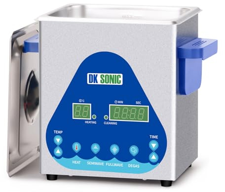 DK SONIC Ultraschallreiniger 2L aus Edelstahl, 60W Ultraschallreinigungsgerät mit Heizung und Timer, Digitaler Steuerung und Korb, Mehrere Funktionen für Schmuck, Brillen, Ketten, Uhren