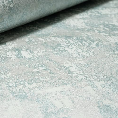 SOPHIE LAURENCE Blue Silver Marble Wallpaper Textured Thick Vinyl Paste The Wall Living Room