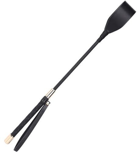 Machify Cravache d'équitation professionnelle anglaise avec dragonne, fouet d'équitation en cuir synthétique, noir