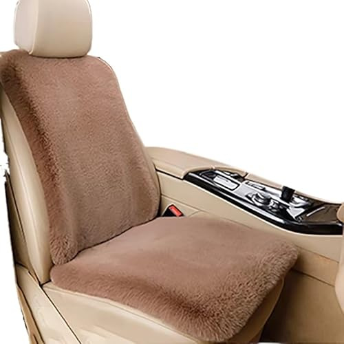 PLKPVHVZNM Schonbezug Autositz Autositzbezug Sitzkissen Winterwarm Kunstfell Plüsch Winterwarm Innenraum Geeignet Für Die Meisten Autos Autositzbezug(2PCS-Camel)