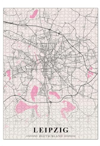 artboxONE-Puzzle XL (1000 Teile) Städte/Weitere Map von Leipzig - Puzzle Leipzig City leibzsch Leipzig