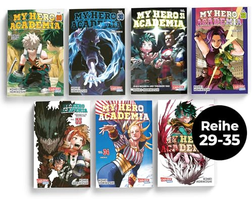 My Hero – Manga Set Deutsch (Bände 29–35) - MHA Box Edition - Shonen Jump Reihe für Anime & Manga Fans - Komplettsammlung Teil 4 mit exklusivem Comic-Lesezeichen - Carlsen Manga