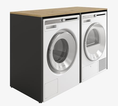PLATAN ROOM Waschmaschinenschrank 130 cm breit Überbauschrank Waschmaschine oder Wäschetrockner Schrank für Bad (65 cm tief, Anthrazit/Artisan Eiche)