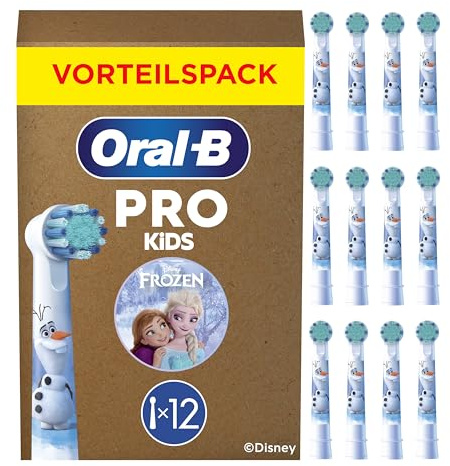 Oral-B Aufsteckbürsten Pro Kids 3+ Disney Frozen, Weiß, 12 Stück | Original Zahnbürstenaufsatz für Elektrische Zahnbürste Kinder ab 3 Jahren, Zahnbürstenköpfe, Extra Weiche Borsten