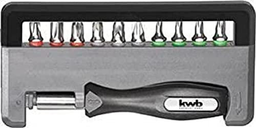 kwb 12-tlg Handy Bit-Box inkl. Bit-Halter und Handgriff, Bits - Set, 25mm, magnetisch, universell,