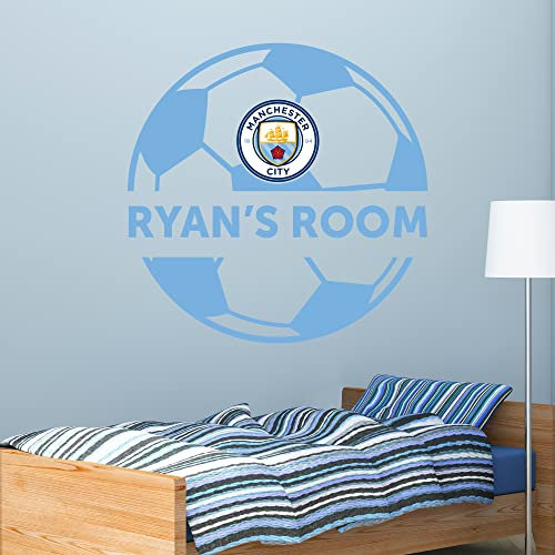 Manchester City Football Club Official Ball & Personalised Name Wall Sticker (90cm)