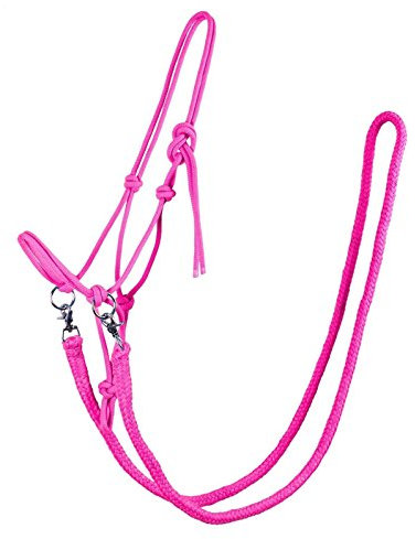 QHP Knotenhalfter mit Zügel, Größe:P, Farbe:Fuchsia
