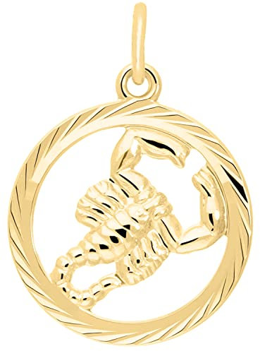 My Gold Damen Herren Kinder Anhänger Sternzeichen Skorpion Gold 333 (Ohne Kette) Echtes Gelbgold (8 Karat) Ø 15mm Rund Tierkreiszeichen Gavno A-04433-G302-Sko