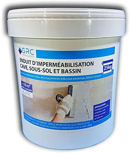 GRC - Enduit d'imperméabilisation BLANC pour cave, sous-sol et bassin 25kg