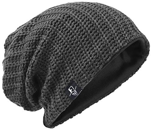 VECRY Herren Slouchy Mütze Strickmützen Rasta Skull Cap Sommer Winter Sackmütze , M, Gerippt Grau