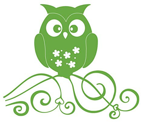 kleb-Drauf | 1 Eule | Hellgrün - glänzend | Wandtattoo Wandaufkleber Wandsticker Aufkleber Sticker | Wohnzimmer Schlafzimmer Kinderzimmer Küche Bad | Deko Glas Fenster Fliese Tür Wände