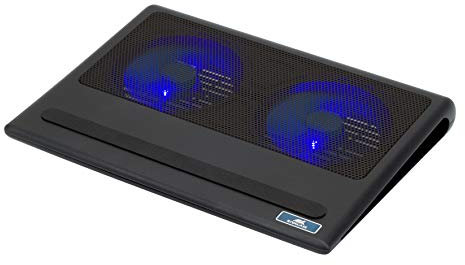 RIVACASE Kühlsystem für Notebooks, Laptopkühler belüfteter Laptop Ständer, Kühlpad, Cooling pad, Kühlmatte für Laptops bis 17,3 Zoll - schneller Kühlvorgang 1100 U/min, USB (17,3 Zoll) - 5557 Schwarz
