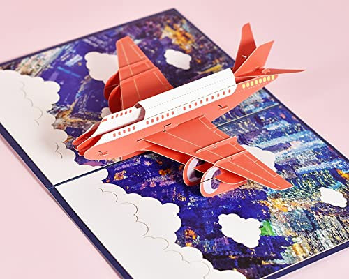 3D Pop-Up Karte Geburtstag mit Umschlag,Flugzeug Popup Karte,Geburtstagskarte,Glückwunschkarten, Abschluss Karten, Ermutigungskarten, Belohnungskarten für Kinder, Absolventen, Flugzeugliebhaber