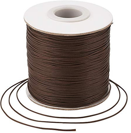 Craftdady Gewachste Polyesterschnur für Schmuckherstellung, Perlen, Makramee, Braun, 169 m x 0,5 mm