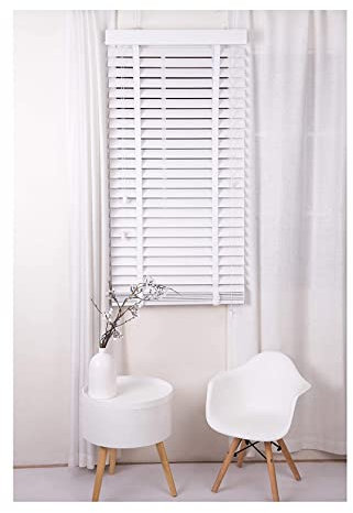 Aprica Venetian Window Blinds - Real Wood With Tape Join Slats - Colour WHITE for Home Office Bedroom Easy Fit and Trimmable (Width: 180cm / Drop: 160cm)