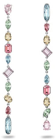 Swarovski Gema Drop-Ohrhänger, Mehrfarbige und Rhodinierte Hängeohrringe mit Strahlenden Swarovski Kristallen