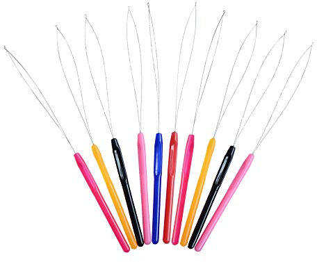 10 piezas Plástico Enhebrador de Gancho para Extensiones de Cabello Multicolor Herramienta para Extensiones de Cabello Extensiones de Pluma