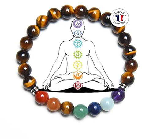 Attraction Zen 7 CHAKREN ARMBAND | ECHTES 8mm NATURSTEIN | KOSTENLOSE EBOOKS DEUTSCH | HANDGEFERTIGT | Schmuck für Damen und Herren | ALLE STEINE IN UNSEREN ARMBÄNDERN SIND NATÜRLICH. (TIGERAUGE)