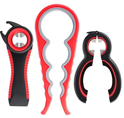 Gtwinsone 3 Stück Multifunktion Flaschenöffner mit Rutschfestem Griff Glasöffner Deckelöffner 6 in 1 und 5 in 1 und 4 in 1 Set Dosenöffner für Kinder Senioren Arthritis Hände