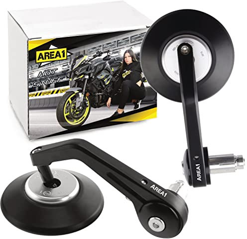 Area1 Specchietti Retrovisori Moto Universali da Manubrio, Coppia Omologata E – Compatibili con Duke SMC/R MT07 MT09 MT125 Z900 Z650 Z500 Z125 CMX CB 500 GSXS GSF Bandit R12 S1000 Tuono (Argento)