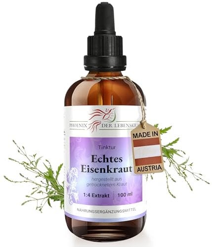 Echtes Eisenkraut Tinktur 100ml | Verbena officinalis Tropfen (1:4 Extrakt) | Premium Qualität aus Österreich | Veganes Nahrungsergänzungsmittel | Gemeines Eisenkraut, Echter Verveine, Wunschkraut