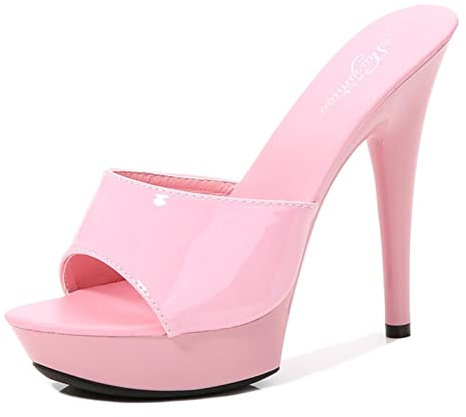LBDOBU Candy Color Woman Scarpe da Sposa Sandali 2020 Nightclub Sexy Tacchi Alti Sexy 13cm Slides Slides Pantofole Tacchi Impermeabili Sandali Pompe estive-Pink,43