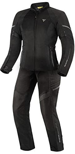 SHIMA JET | Pannelli MESH Traspiranti, Impermeabile, Membrana Rimovibile, Paraschiena di Livello 2 Incluso, Regolazione Avanzata (Donna, Tuta, Nero, S)