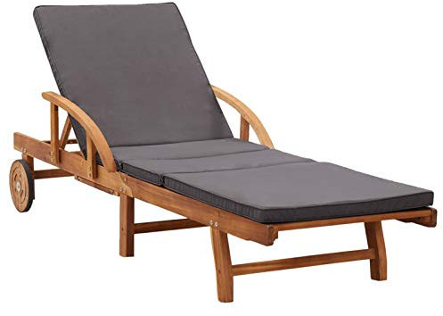 Catherinol Sonnenliegen mit Auflage, Gartenliege, Liegestuhl, Sonneninsel Outdoor, Sonnenstuhl, Gartenmöbel, Bäderliege, Relaxliege, Terrasse,Massivholz Akazie