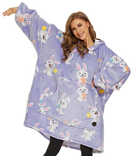 THREE POODLE Decken Hoodie, Oversize Hoodie Decken Pullover Kuschelpullover für Damen Herren Kinder, Warm und Weiches Futter, Übergroßer Hoodie Sherpa-Decke, Verschiedene Muster Verfügbar