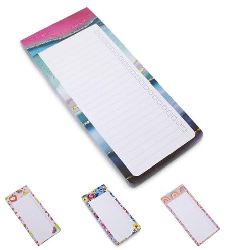 Fashion Stationery To Do List Notebook Shopping Notepads Planner Magnetic Notepad Tear Off List Pad for Fridge (Bright Marble List Pad)