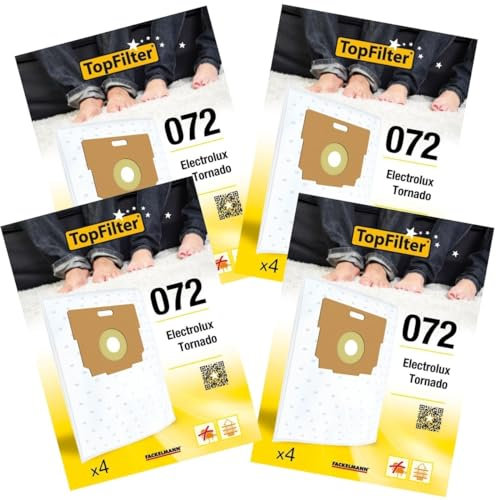 TopFilter 9997750 Lot de 4 packs de 4 sacs aspirateur 64072 Tornado, sac aspirateur, poche aspirateur, accessoire aspirateur, Non tissé polypropylène, Caoutchouc, Carton, 30 x 26 cm