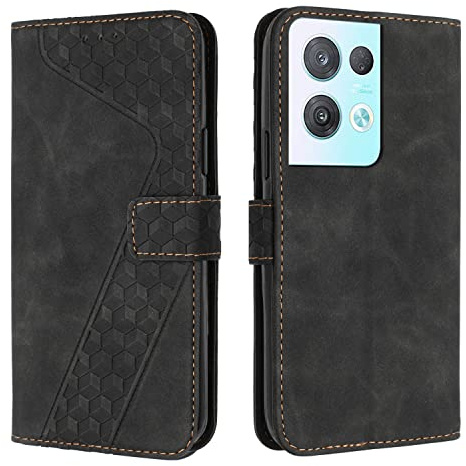 OKZone Cover per OPPO Reno 8 Pro 5G, Custodia in PU Pelle per OPPO Reno 8 Pro 5G, Custodia a Libro Protettiva Folio Portafoglio con Chiusura Magnetica e Slot per Carte Wallet Case Flip Cover (Nero)