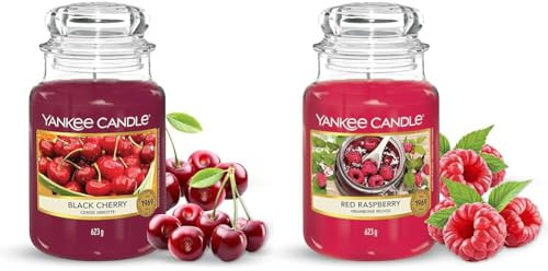 Yankee Candle bougie parfumée Cerise griotte ; Format jarre ; Bougie longue durée & bougie jarre parfumée | grande taille | Framboise rouge | jusqu’à 150 heures de combustion