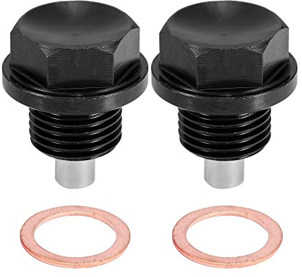 A ABSOPRO 2 Juegos M16x1.5 Tornillo Tapón Carter Drenaje Aceite Aleación con 2 Arandela Negro