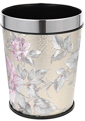 FOMIYES Pattumiera Pattumiera Anello In Acciaio Inossidabile Tondo Fiore Stampa Cestino Spazzatura Secchio Contenitore Cestino Per Bagno Ufficio Soggiorno Cucina