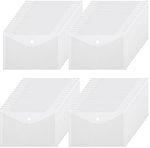 GOYADA Lot de 60 Pochette Porte Document A5 Transparente, Pochette Plastique A5 en Polypropylène avec Bouton pour l'organisation de Bureau de Travail à Domicile à l'école